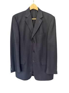 Andrew Fezza Men's Navy Classic Three-Button Blazer wool Cashmere Size 42-44